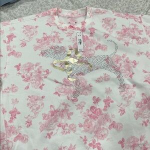 Victoria's Secret Pink Floral Sweatshirt with Gold Accents